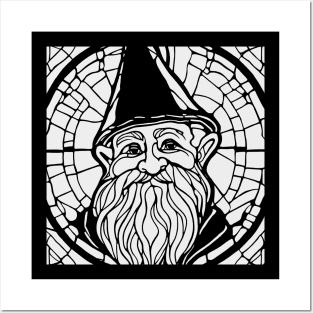 Stained Glass Gnome (White) Posters and Art